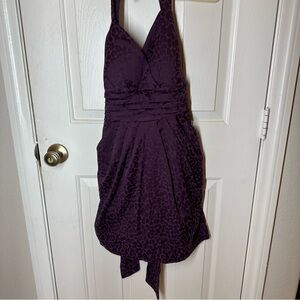 Vintage Y2K Snap Purple Leopard Halter Dress